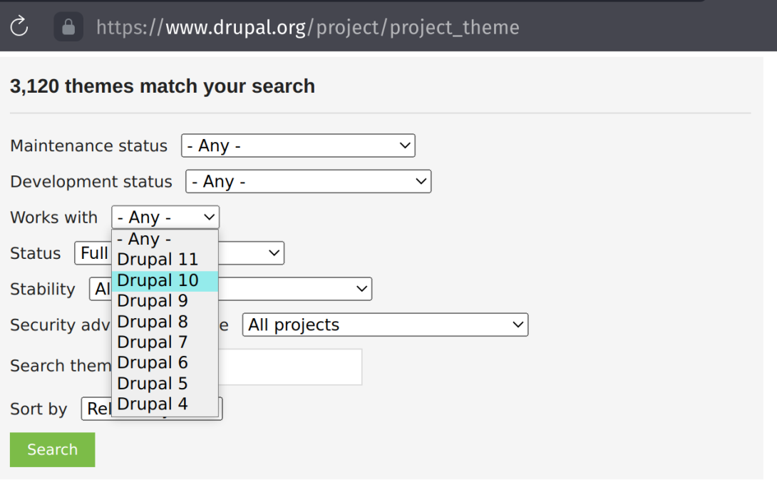 Find a free theme to use on your Drupal 10 web site